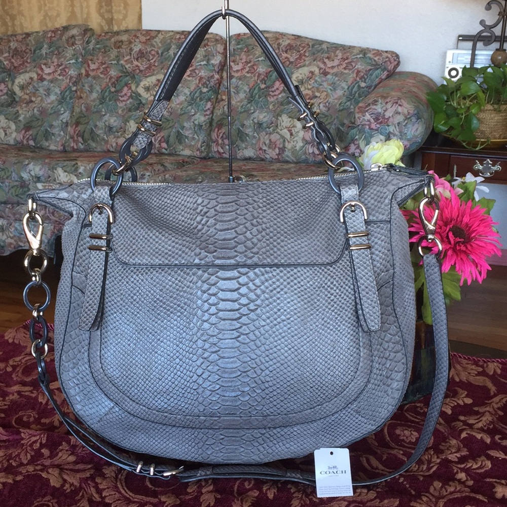 Coach Kristin Pinnacle Embose Python Satchel - image 3